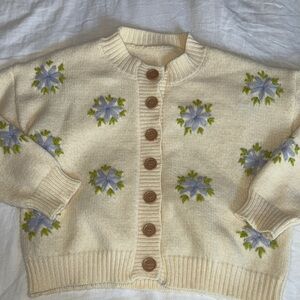 Cream Floral Knit Sweater